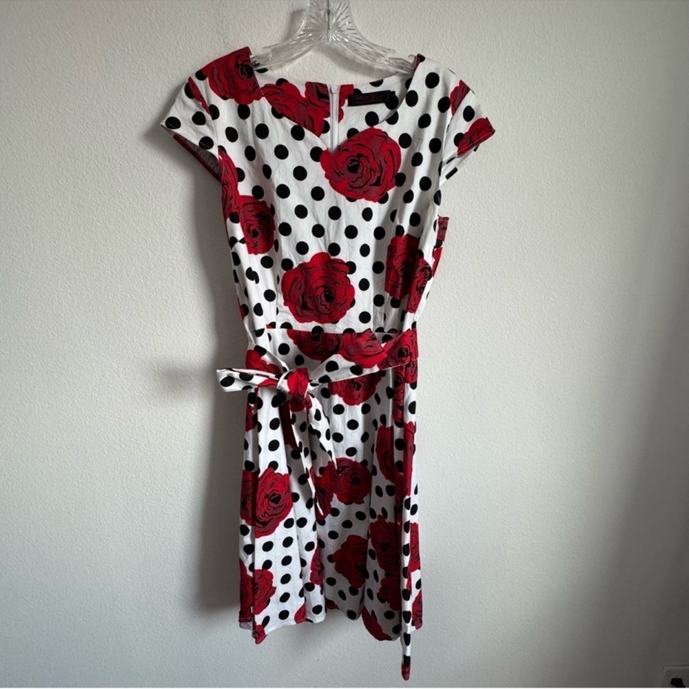 Dress Tells‎ 1950s Rockabilly Cap Sleeve Rose Cocktail Dress Size: L